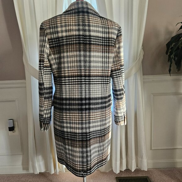 EXPRESS Women/Unisex Winter Coat Wool Blend Size Small Plaid Multi-Color - Picture 2 of 15